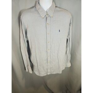 Ralph‎ Lauren Shirt Mens XL Blue Long Sleeve Button Up Classic Fit Plaid